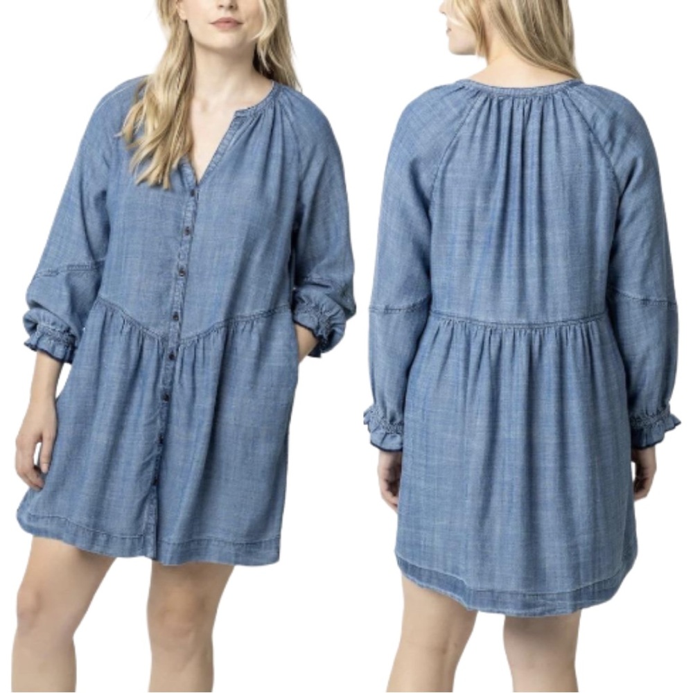 Lilla P denim button-down dress